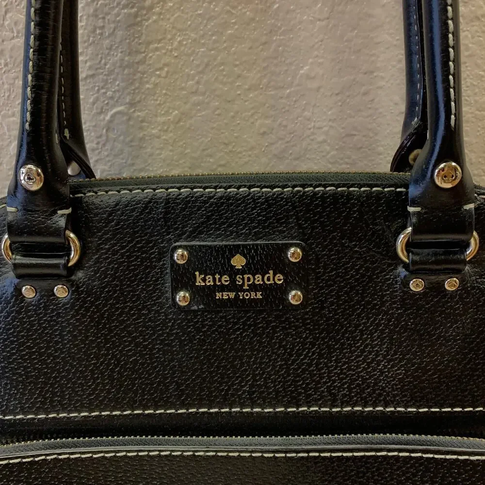 Kate Spade Wellesley Maeda Black Leather Satchel Top Zip Closure Front Pocket